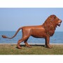 Casa Padrino Luxus Deko Skulptur L�we Rost 218 cm - Lebensgro�e Stahl Skulptur - Garten Deko Figur - Garten Metall Skulpturen