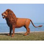 Casa Padrino Luxus Deko Skulptur L�we Rost 218 cm - Lebensgro�e Stahl Skulptur - Garten Deko Figur - Garten Metall Skulpturen