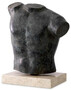 Casa Padrino Luxus Deko Torso Skulptur Antik Bronze / Beige 38 x 23 x H. 48 cm - Metall Deko Figur mit Marmorsockel - Wohnzimmer Deko - Schreibtisch Deko - B�ro Deko - Deko Accessoires