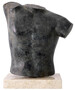 Casa Padrino Luxus Deko Torso Skulptur Antik Bronze / Beige 38 x 23 x H. 48 cm - Metall Deko Figur mit Marmorsockel - Wohnzimmer Deko - Schreibtisch Deko - B�ro Deko - Deko Accessoires