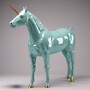 Casa Padrino XXL Deko Skulptur Einhorn Pferd T�rkis / Gold 245 cm - Lebensgro�e Deko Figur - XXL Tierfigur - Garten Skulptur 