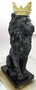 Casa Padrino Luxus Dekofigur L�we mit Krone Schwarz / Gold H. 80 cm - Wetterbest�ndige Deko Skulptur - Wohnzimmer Deko - Garten & Terrassen Deko Tierfigur 