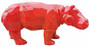 Casa Padrino Luxus Dekofigur Nilpferd Rot 80 x H. 38 cm - Wohnzimmer Deko Skulptur - Gartendeko Skulptur - Wetterbest�ndige Tierfigur 