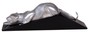 Casa Padrino Luxus Dekofigur Puma Silber / Schwarz 60 x 11 x H. 20 cm - Elegante Messing Figur mit Holzsockel - Deko Skulptur
