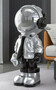 Casa Padrino Luxus Designer Deko Skulptur Astronaut Silber / Schwarz 30 x H. 70 cm - Kunstharz Deko Figur - Wohnzimmer Deko - Luxus Designer Deko Accessoires - Luxus Qualit�t 