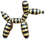 Casa Padrino Luxus Designer Deko Skulptur Ballon Hund mit Streifen Schwarz / Gold 100 cm - Gro�e Deko Figur - XXL Deko Skulptur - XXL Deko Figur - Wohnzimmer Deko - Garten Deko - Luxus Figuren 