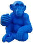 Casa Padrino Luxus Designer Dekofigur Affe Blau 45 x 39 x H. 55 cm - Wohnzimmer Deko Figur - Luxus Deko Figur - Designer Deko Figur - Luxus Accessoires
