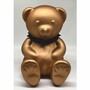 Casa Padrino Dekofigur Teddyb�r mit Halsband Gold / Schwarz H. 31 cm - Deko Skulptur