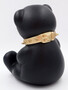 Casa Padrino Luxus Designer Dekofigur Teddyb�r mit Halsband Schwarz / Gold H. 31 cm - Kunstharz Deko Skulptur - Luxus Deko Figur - Designer Deko Figur - Luxus Accessoires