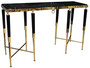 Casa Padrino Luxus Konsole Schwarz / Gold 140 x 40 x H. 85 cm - Rechteckiger Konsolentisch mit Kunstmarmor Tischplatte - Wohnzimmer M�bel - Luxus M�bel - Luxus Einrichtung