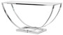 Casa Padrino Luxus Designer Konsole Silber 160 x 40 x H. 75 cm - Metall Konsolentisch mit Glasplatte - Luxus Designer Wohnzimmer M�bel 