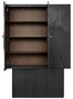 Casa Padrino Luxus Designer Schrank Schwarz 130 x 45 x H. 190 cm - Massivholz Regalschrank mit 3 T�ren - Schlafzimmer Schrank - Wohnzimmer Schrank - B�ro Schrank - Luxus M�bel