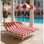 Casa Padrino Luxus Doppel Gartenliege Wei� / Rot 160 x 190 cm - Hotel & Garten M�bel VPP 