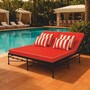 Casa Padrino Luxus Doppel Gartenliege Schwarz / Rot 160 x 190 cm - Doppel Sonnenliege - Hotel & Garten M�bel VPP 