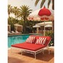 Casa Padrino Luxus Doppel Gartenliege Wei� / Rot 160 x 190 cm - Doppel Sonnenliege - Hotel & Garten M�bel VPP