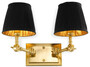Casa Padrino Luxus Doppel Wandleuchte Gold / Schwarz 33 x 25 x H. 25 cm - Edle Wandlampe mit Schwenkarmen - Luxus Qualit�t
