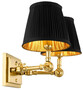 Casa Padrino Luxus Doppel Wandleuchte Gold / Schwarz 33 x 25 x H. 25 cm - Edle Wandlampe mit Schwenkarmen - Luxus Qualit�t