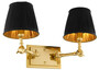Casa Padrino Luxus Doppel Wandleuchte Gold / Schwarz 33 x 25 x H. 25 cm - Edle Wandlampe mit Schwenkarmen - Luxus Qualit�t