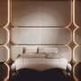 Casa Padrino Luxus Doppelbett mit Kopfteil Cremewei� / Grau / Gold 180 x 200 cm - Luxus Hotel & Schlafzimmer M�bel