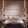 Casa Padrino Luxus Doppelbett mit Kopfteil Cremewei� / Grau / Gold 180 x 200 cm - Luxus Hotel & Schlafzimmer M�bel