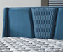 Casa Padrino Luxus Doppelbett Blau / Wei� / Silber 180 x 200 cm - Massivholz Bett mit Kopfteil und Matratze - Schlafzimmer M�bel - Hotel M�bel - Luxus M�bel - Luxus Einrichtung