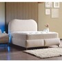 Casa Padrino Luxus Doppelbett mit Matratze und LED Beleuchtung Beige / Braun 180 x 200 cm - Hotel M�bel - Schlafzimmer M�bel