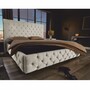 Casa Padrino Chesterfield Doppelbett Beige / Schwarz 180 x 200 cm - Schlafzimmer M�bel