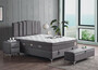 Casa Padrino Luxus Doppelbett Grau / Wei� / Silber 180 x 200 cm - Massivholz Bett mit Kopfteil und Matratze - Schlafzimmer M�bel - Hotel M�bel - Luxus M�bel - Luxus Einrichtung
