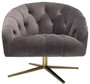 Casa Padrino Luxus Drehsessel Grau / Messingfarben 86 x 87 x H. 74 cm - Wohnzimmer Sessel mit edlem Samtstoff - Luxus Wohnzimmer M�bel