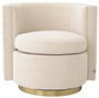 Casa Padrino Luxus Drehsessel Beige / Matt Gold 80 x 73 x H. 71,5 cm - Gepolsteter Wohnzimmer Sessel - Luxus Wohnzimmer M�bel