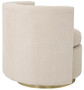 Casa Padrino Luxus Drehsessel Beige / Matt Gold 80 x 73 x H. 71,5 cm - Gepolsteter Wohnzimmer Sessel - Luxus Wohnzimmer M�bel