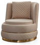 Casa Padrino Luxus Drehsessel Creme / Gold 80 x 85 x H. 81 cm - Wohnzimmer Sessel mit edlem Samtstoff - Wohnzimmer M�bel - Luxus M�bel - Wohnzimmer Einrichtung - Luxus Einrichtung
