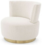 Casa Padrino Luxus Drehsessel Creme / Messingfarben 80 x 80 x H. 76,5 cm - Wohnzimmer Sessel - Luxus M�bel 