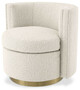 Casa Padrino Luxus Drehsessel Cremefarben / Matt Gold 80 x 73 x H. 71,5 cm - Gepolsteter Wohnzimmer Sessel mit edlem Samtstoff - Luxus M�bel