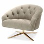 Casa Padrino Luxus Chesterfield Drehsessel Greige / Messing - Luxus M�bel