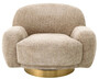 Casa Padrino Luxus Drehsessel Sandfarben / Messing 95 x 90 x H. 70 cm - Wohnzimmer Sessel - Hotel Sessel - Wohnzimmer M�bel - Hotel M�bel - Luxus M�bel - Luxus Qualit�t