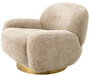 Casa Padrino Luxus Drehsessel Sandfarben / Messing 95 x 90 x H. 70 cm - Wohnzimmer Sessel - Hotel Sessel - Wohnzimmer M�bel - Hotel M�bel - Luxus M�bel - Luxus Qualit�t