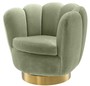 Casa Padrino Luxus Drehsessel Pistaziengr�n / Messingfarben 90 x 80 x H. 80 cm - Wohnzimmer Samt Sessel - Luxus M�bel