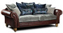 Casa Padrino Luxus Echtleder 4er Sofa Dunkelbraun / Grau / Hellbraun 274 x 105 x H. 100 cm - Wohnzimmer Leder Sofa - Echtleder Wohnzimmer M�bel 