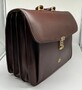 Casa Padrino Luxus Echtleder Herren Aktentasche Dunkelbraun / Gold 42 cm - Made in Italy