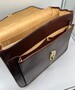 Casa Padrino Luxus Echtleder Herren Aktentasche Dunkelbraun / Gold 42 cm - Made in Italy