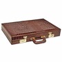 Casa Padrino Luxus Echtleder Backgammon Aktenkoffer Braun Kroko Optik - Luxus Accessoires
