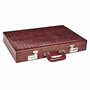 Casa Padrino Luxus Echtleder Backgammon Aktenkoffer Bordeauxrot Kroko Optik - Luxus Accessoires