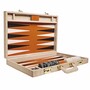 Casa Padrino Luxus Echtleder Backgammon Aktenkoffer Beige Kroko Optik - Luxus Accessoires