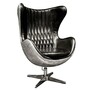 Casa Padrino Luxus Echtleder Drehsessel Schwarz / Silber 79 x 84 x H. 111 cm - Aluminium Flugzeug Flieger M�bel 