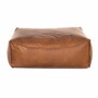 Casa Padrino Luxus Echtleder Hocker Hellbraun 107 x 107 x H. 43 cm - Leder M�bel