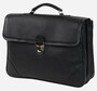 Casa Padrino Luxus Echtleder Aktentasche Schwarz / Silber 42 x 16 x H. 29 cm - Herren Laptoptasche aus hochwertigem Leder - Luxus Herren Accessoires