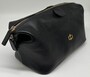 Casa Padrino Luxus Echtleder Kosmetiktasche Schwarz / Gold 28 cm - Made in Italy