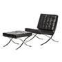 Casa Padrino Luxus Echtleder Lounge Sessel mit Hocker Schwarz 81 x 89 x H. 76 cm - Wohnzimmer M�bel