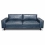 Casa Padrino Luxus Leder Sofa Vintage Blau / Schwarz 210 cm - Echtleder M�bel